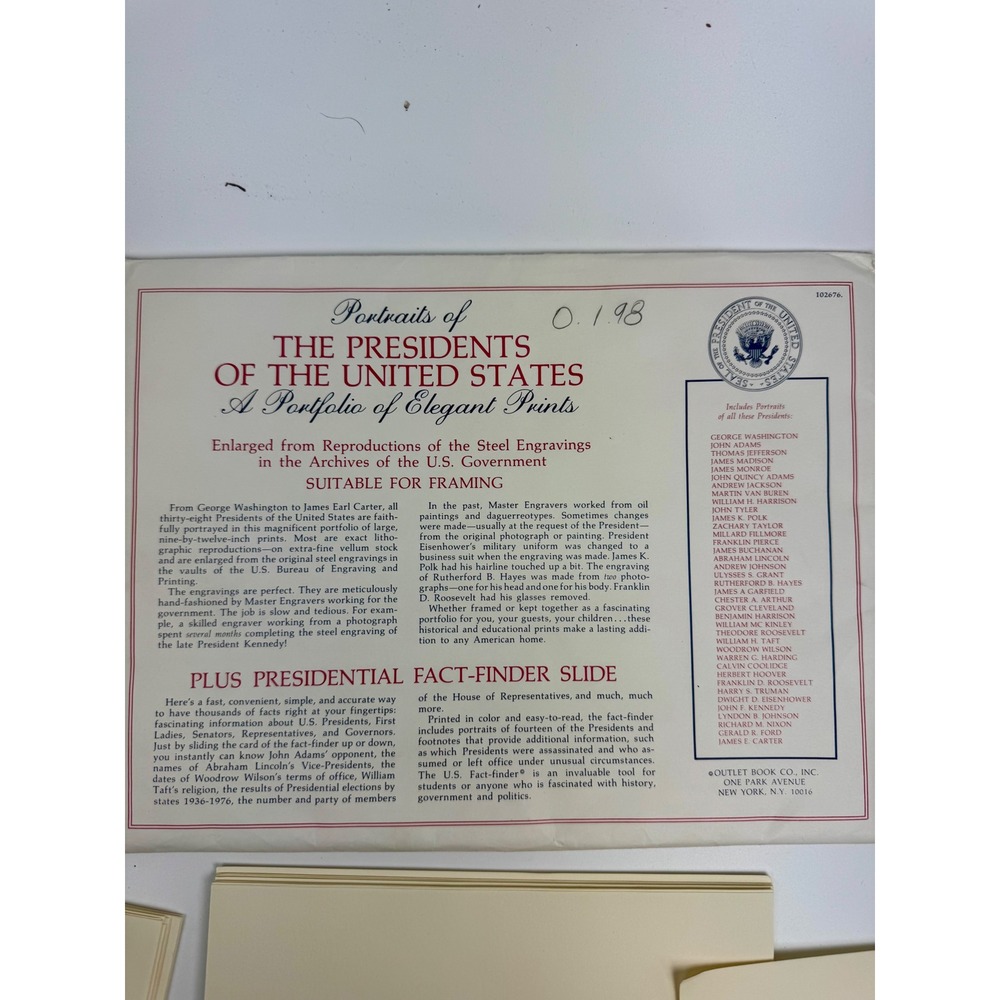 Vintage US Presidents Portfolio Elegant Prints 38 Lithographs Bicentennial - Picture 2 of 4